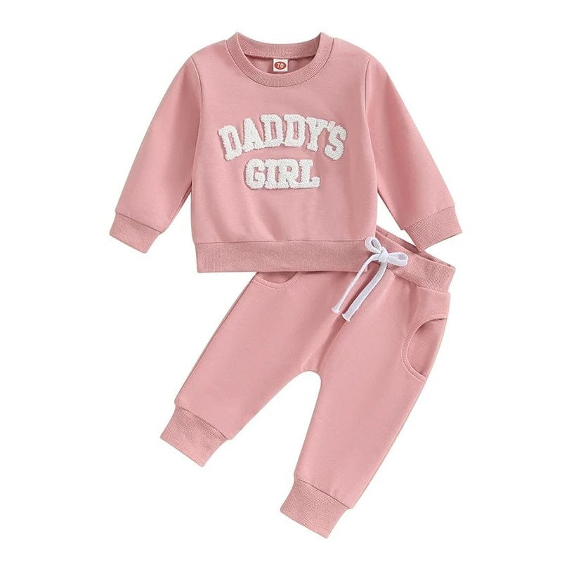 Daddy's Girl Solid Baby Set Pink 3-6 M 