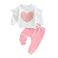 Long Sleeve Waffle Heart Baby Set Pink 3-6 M