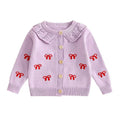 Knitted Bow Toddler Cardigan Purple 3-6 M 