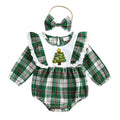 Christmas Lace Plaid Baby Romper Green 0-3 M 