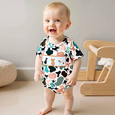 Short Sleeve Little Hunter Camo Baby Romper