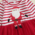 Long Sleeve Striped Santa Toddler Dress