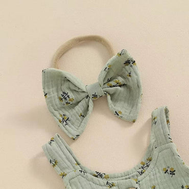 Sleeveless Floral Ruffled Baby Set