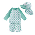 Long Sleeve Checkered Toddler Swimsuit Green 9-12 M