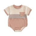 Short Sleeve Waffle Baby Romper Brown 0-3 M