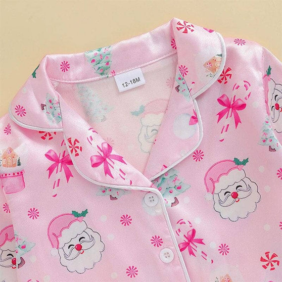 Long Sleeve Christmas Pink Toddler Pajama Set