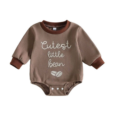 Long Sleeve Cutest Little Bean Baby Bodysuit Brown 0-3 M
