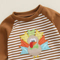Long Sleeve Striped Turkey Baby Jumpsuit