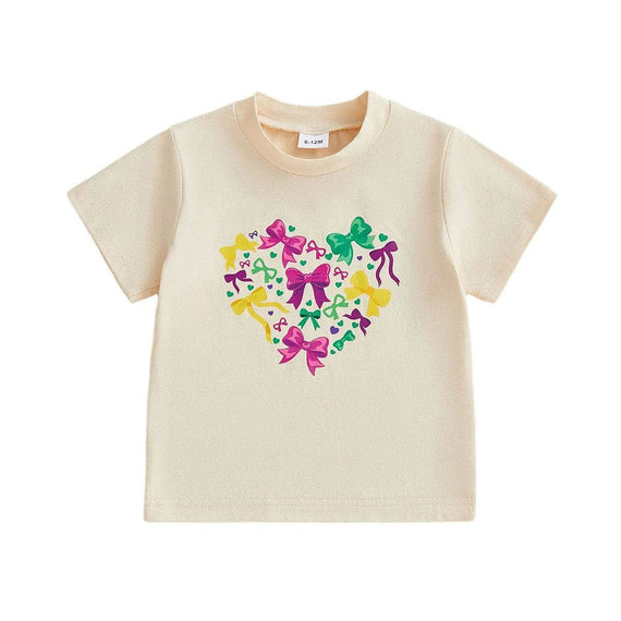 Colorful Bows Toddler Tee Beige 2T