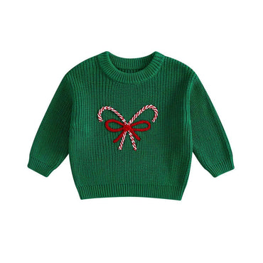 Candy Cane Christmas Toddler Sweater Green 9-12 M