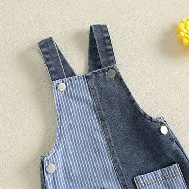 Sleeveless Denim Striped Toddler Jumpsuit Jumpsuit The Trendy Toddlers 