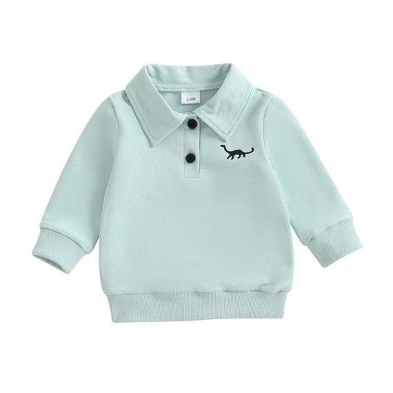 Long Sleeve Dino Collar Toddler Sweatshirt Blue 9-12 M