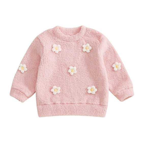 Floral Fuzzy Toddler Sweatshirt Pink 2T