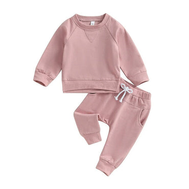 Solid Long Sleeve Baby Set Pink 3-6 M 
