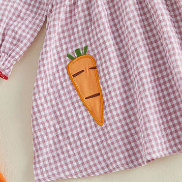 Long Sleeve Plaid Collar Easter Toddler Dress