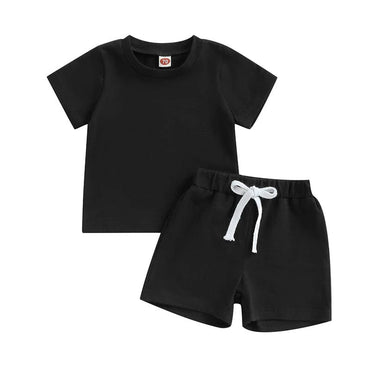 Short Sleeve Solid Baby Set Sets The Trendy Toddlers Black 3-6 M 