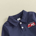 Long Sleeve Fire Truck Collar Toddler Set