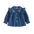 Ruffled Collar Denim Toddler Shirt
