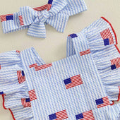 American Striped Baby Romper