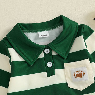 Long Sleeve Striped Football Toddler Pullover