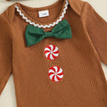 Long Sleeve Gingerbread Bow Baby Set