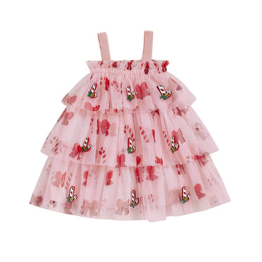 Sleeveless Christmas Tulle Toddler Dress Pink 9-12 M