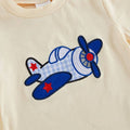 Short Sleeve Airplane Plaid Shorts Baby Set