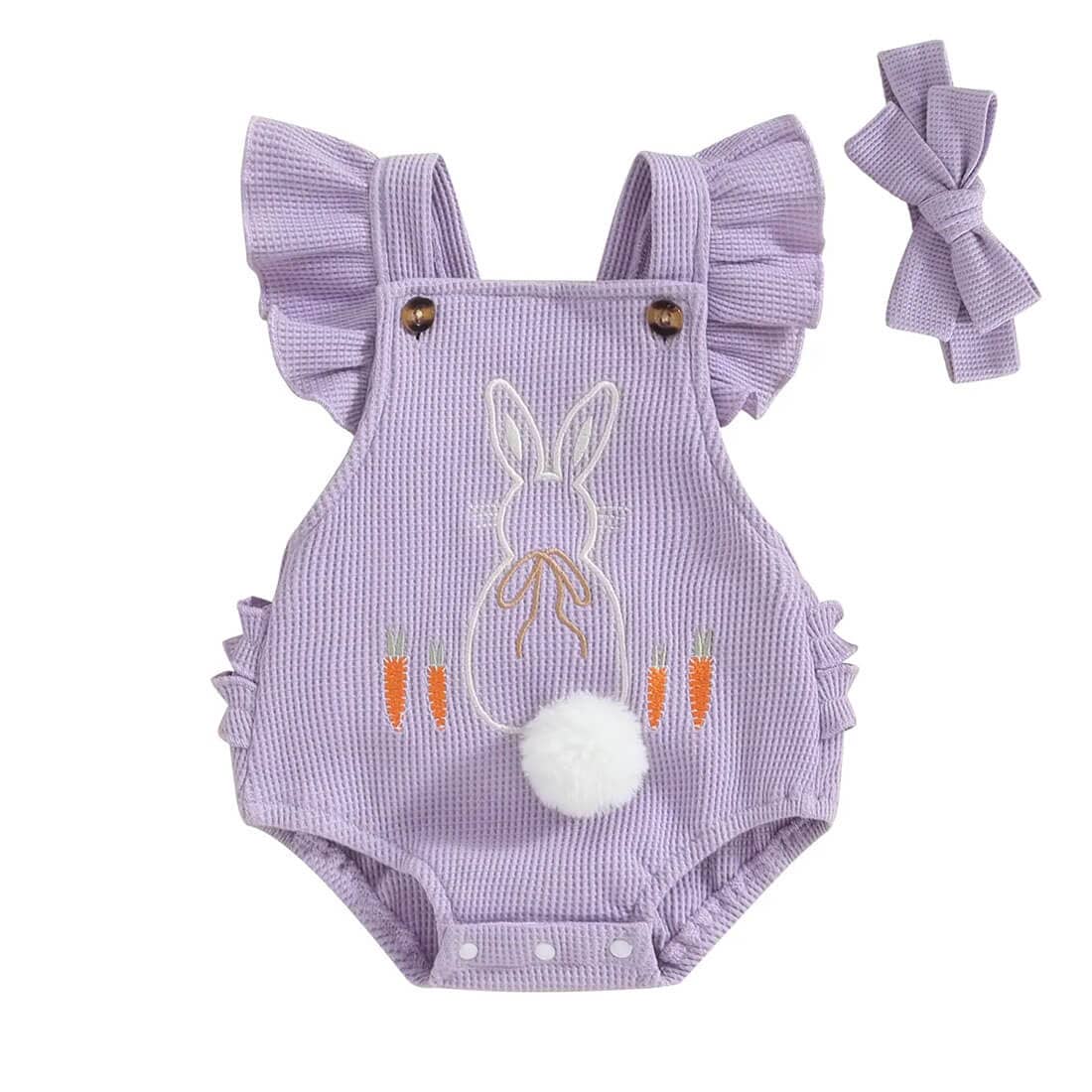 Fly Sleeve Bunny Backless Baby Romper Purple 0-3 M 