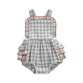 Sleeveless Checkered Ruffle Baby Romper Gray 0-3 M