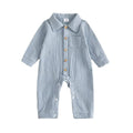Long Sleeve Solid Collar Baby Jumpsuit Jumpsuit The Trendy Toddlers Blue 0-3 M 