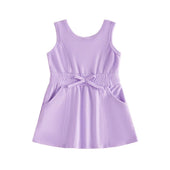 Sleeveless Solid Toddler Dress Purple 2T