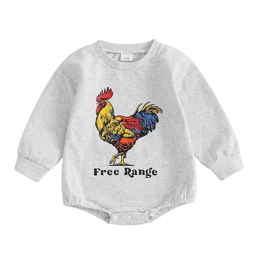 Long Sleeve Free Range Baby Bodysuit Gray 0-3 M 