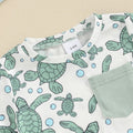 Short Sleeve Turtles Solid Shorts Baby Set   