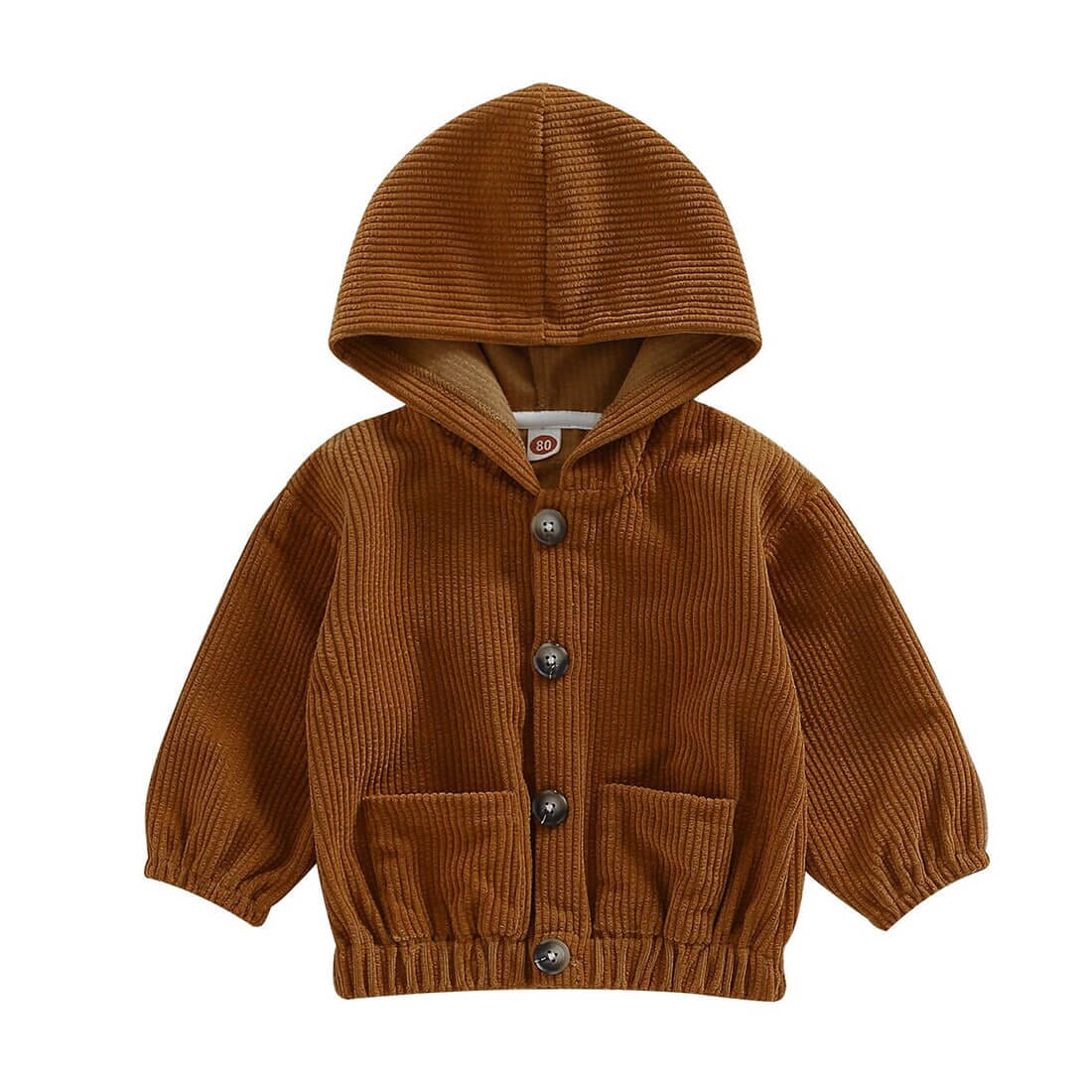 Solid Corduroy Hooded Toddler Jacket Jacket The Trendy Toddlers Brown 9-12 M 