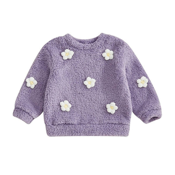 Floral Fuzzy Toddler Sweatshirt Purple 2T