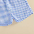 Short Sleeve Airplane Plaid Shorts Baby Set