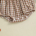 Long Sleeve Collar Plaid Thanksgiving Baby Romper