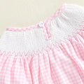 Long Sleeve Pink Plaid Bows Baby Romper   