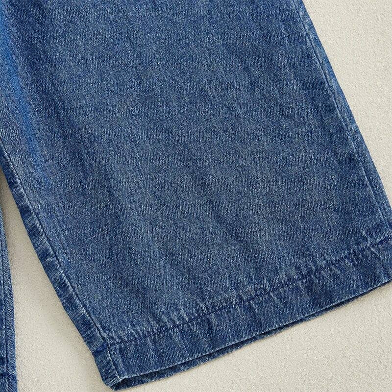 Sleeveless Smocked Denim Toddler Jumpsuit
