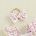 Fly Sleeve Lace Ice Cream Checkered Baby Romper