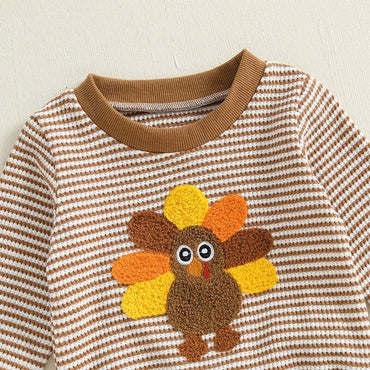 Long Sleeve Turkey Striped Baby Set