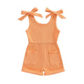 Sleeveless Solid Ribbed Toddler Romper Rompers The Trendy Toddlers Orange 9-12 M 