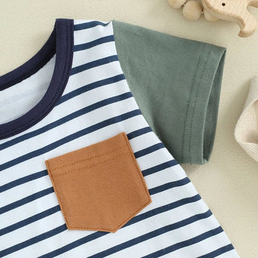 Short Sleeve Striped Tee Toddler Set   