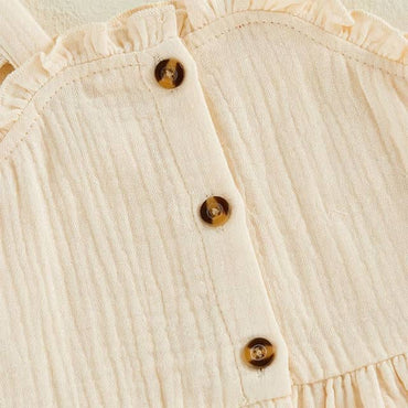 Solid Ruffled Top Bow Shorts Baby Set
