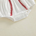 Sleeveless Smocked Baseball Baby Romper