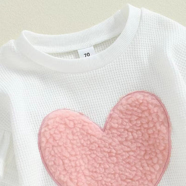 Long Sleeve Waffle Heart Baby Set