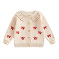 Knitted Bow Toddler Cardigan Beige 3-6 M 