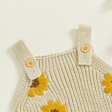 Sleeveless Knit Floral Baby Romper
