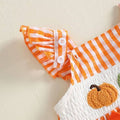 Fly Sleeve Gingham Pumpkins Baby Romper Rompers The Trendy Toddlers 