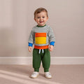 Long Sleeve Striped Solid Pants Toddler Set